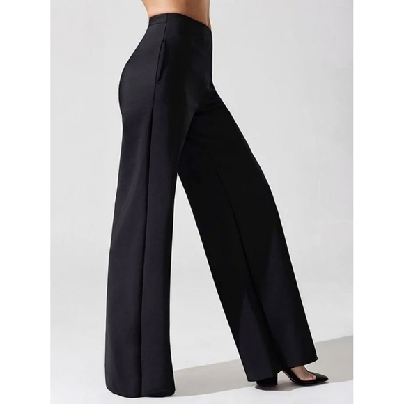 Carbon38 Pants - Carbon38 Classic Wide-Leg Trousers In Black Medium